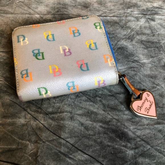 Dooney & Bourke mini blue rainbow zip wallet
